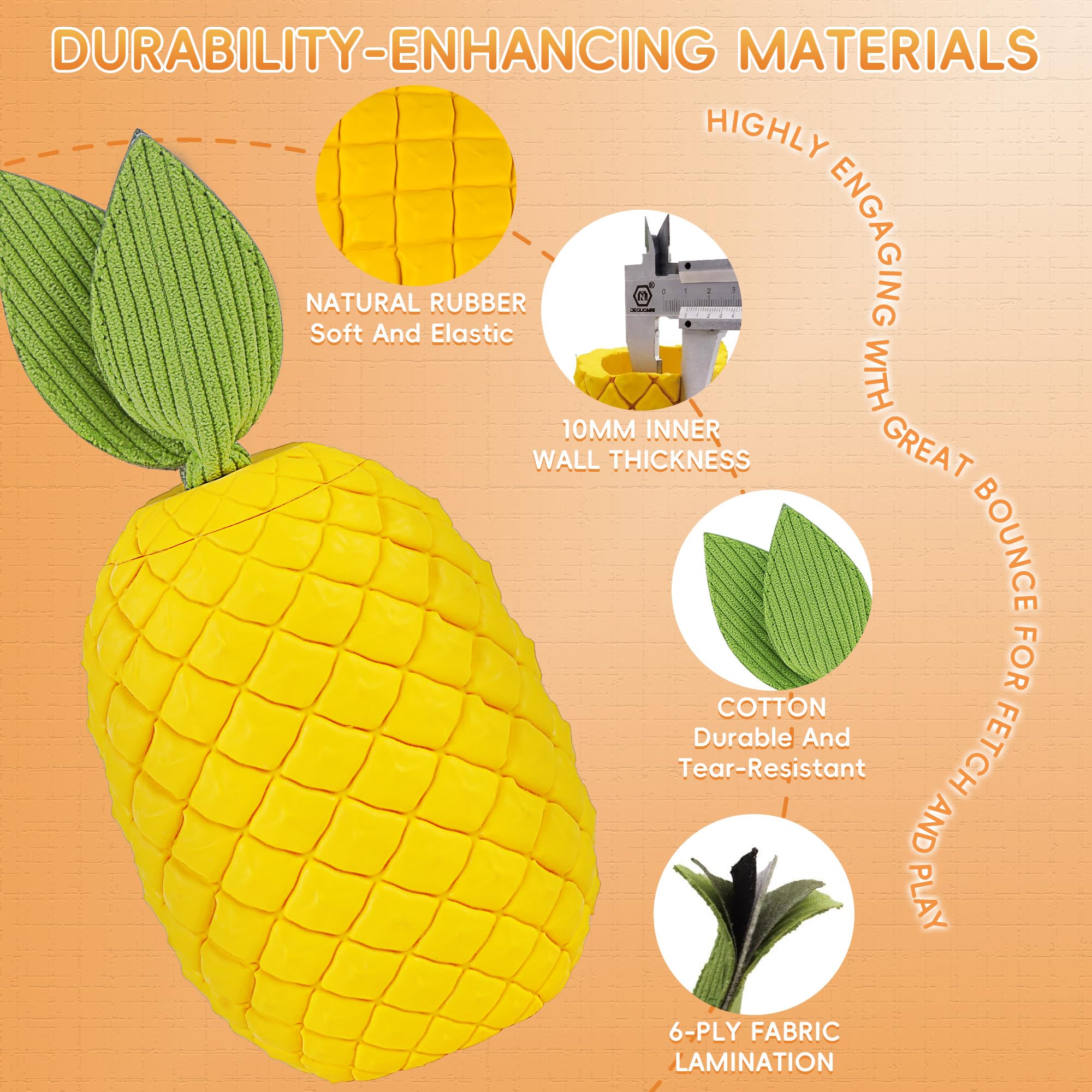 FurtasticFinds pineapple toy small-breed durable design withstands intense chewing