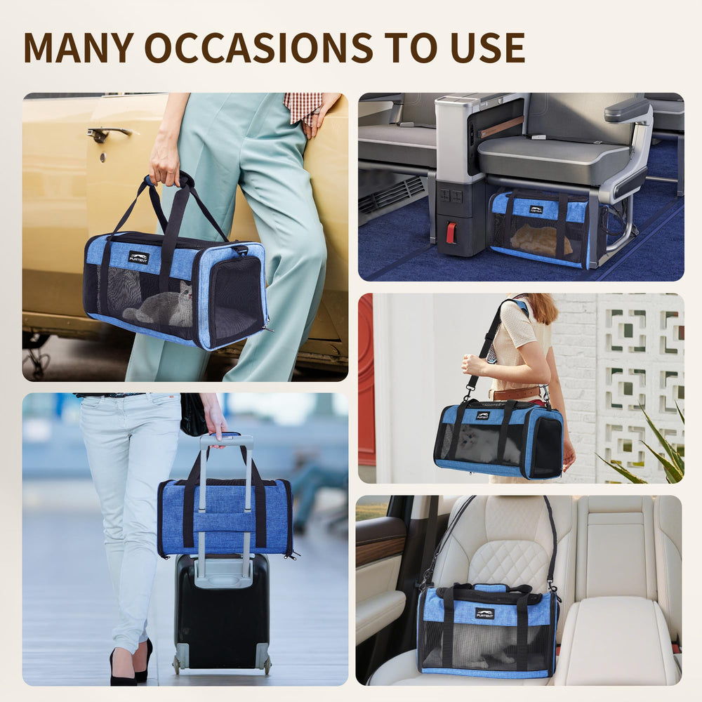 Furtent adjustable shoulder strap and car headrest strap for versatile use.