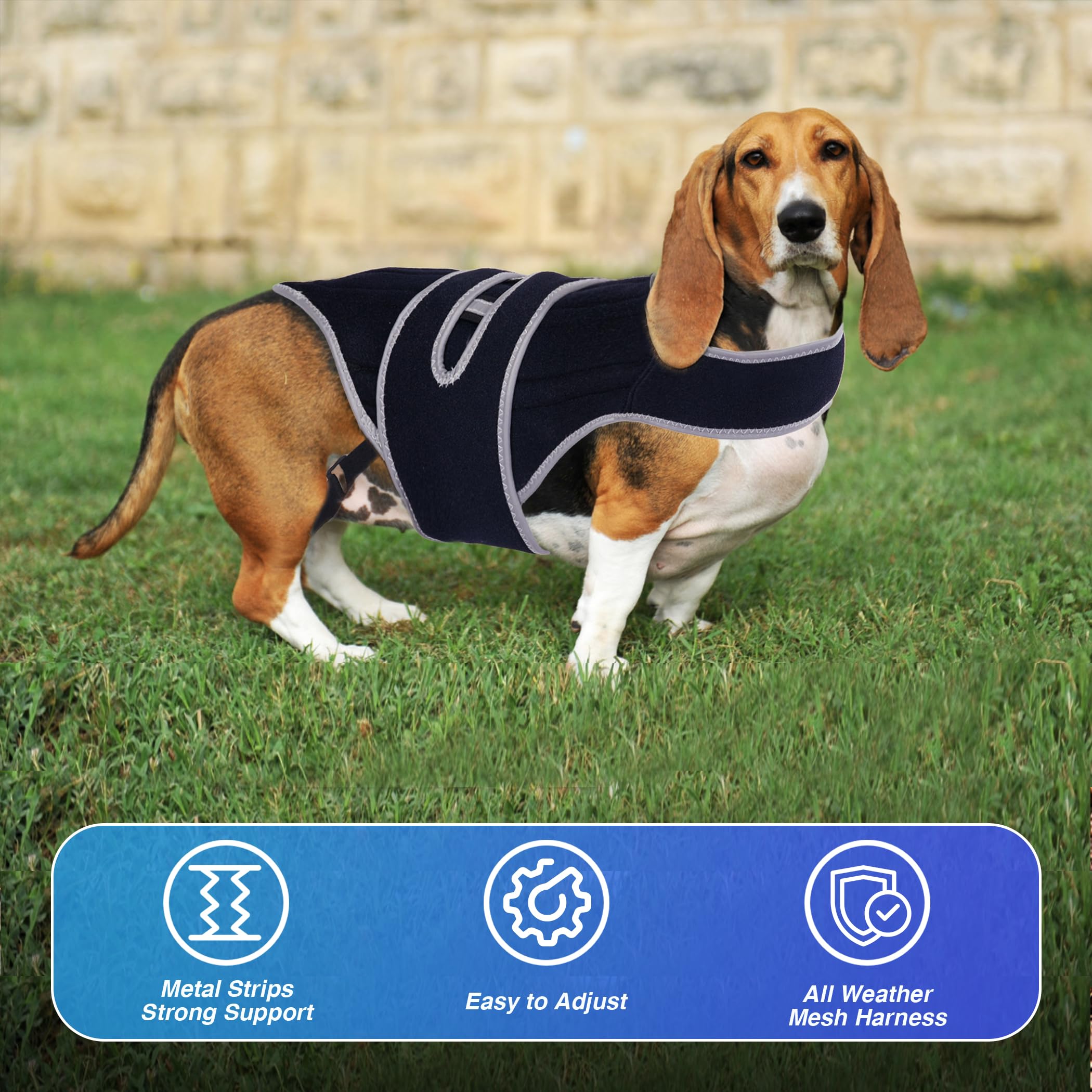 Furtent dog back brace breathable mesh fabric keeps skin comfortable during long wear and activity.