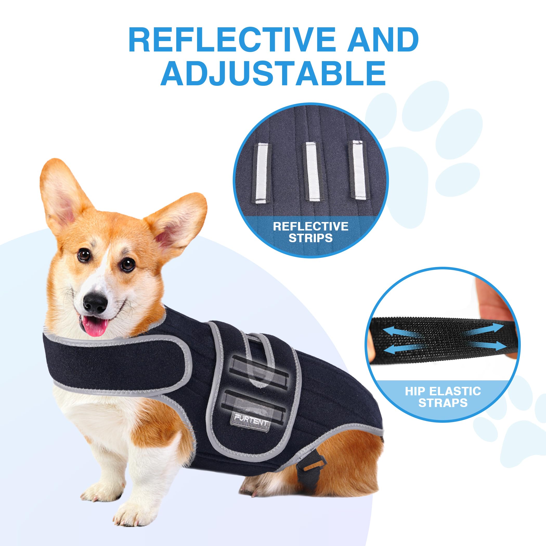 Furtent dog back brace easy-clean design suits daily use for dachshunds and corgis.