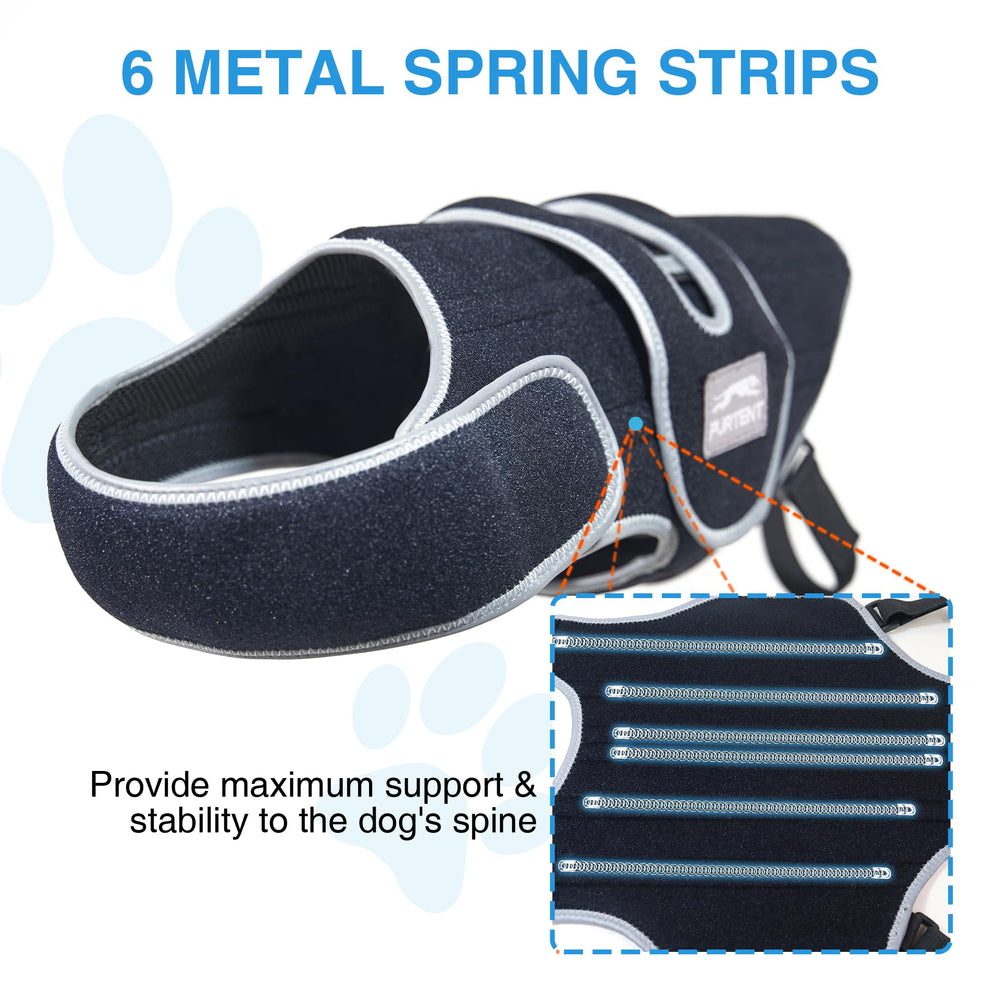 Furtent dog back brace one-piece design is easy to put on and adjust for a comfortable fit.