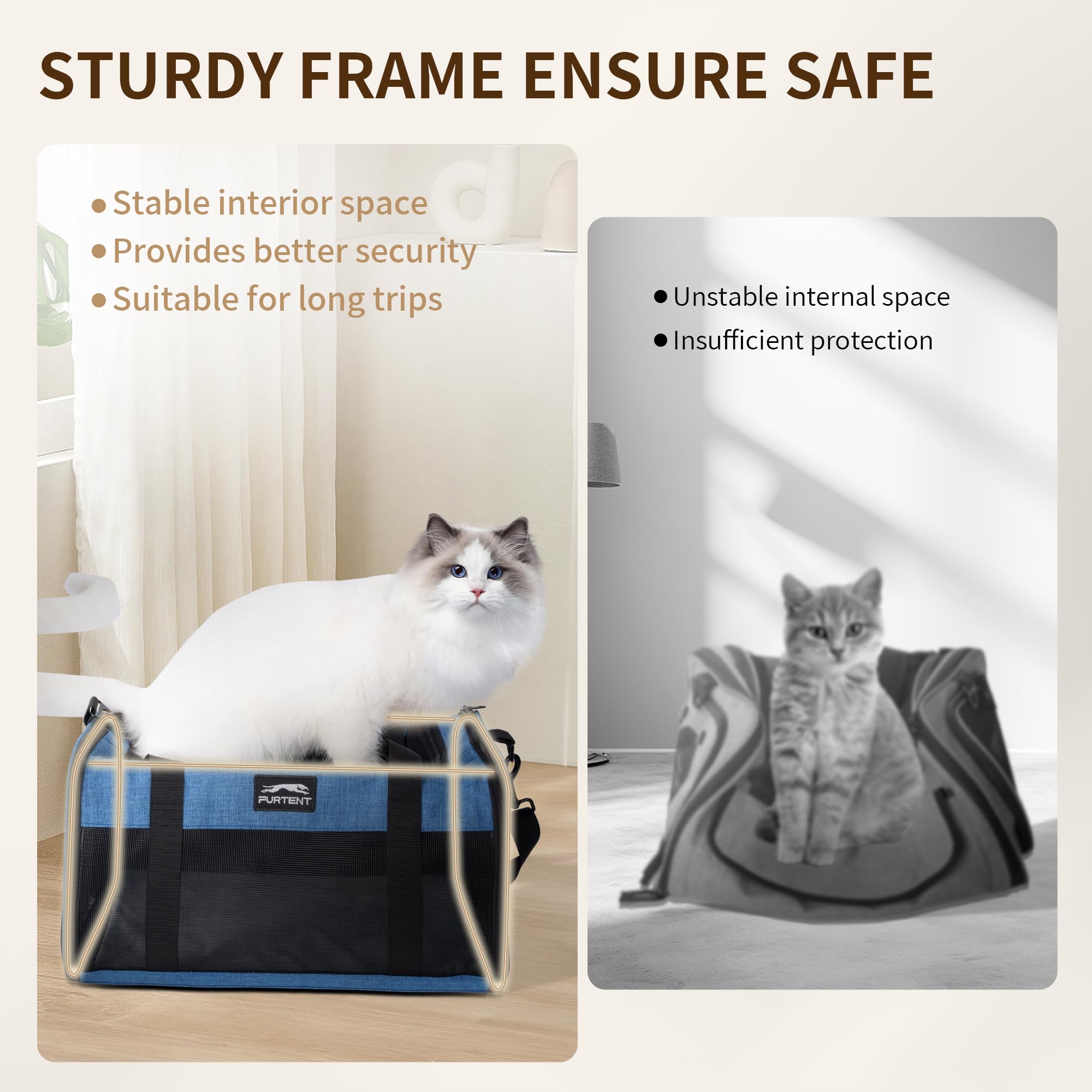 Furtent interior safety leash prevents pet escapes during transport.