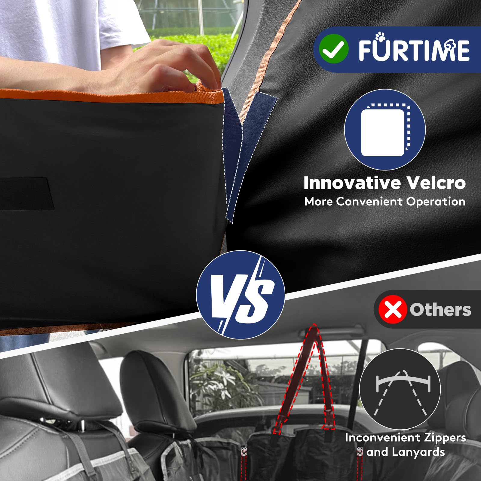 FURTIME expanded space by 40% creates a comfortable travel bed for dogs.