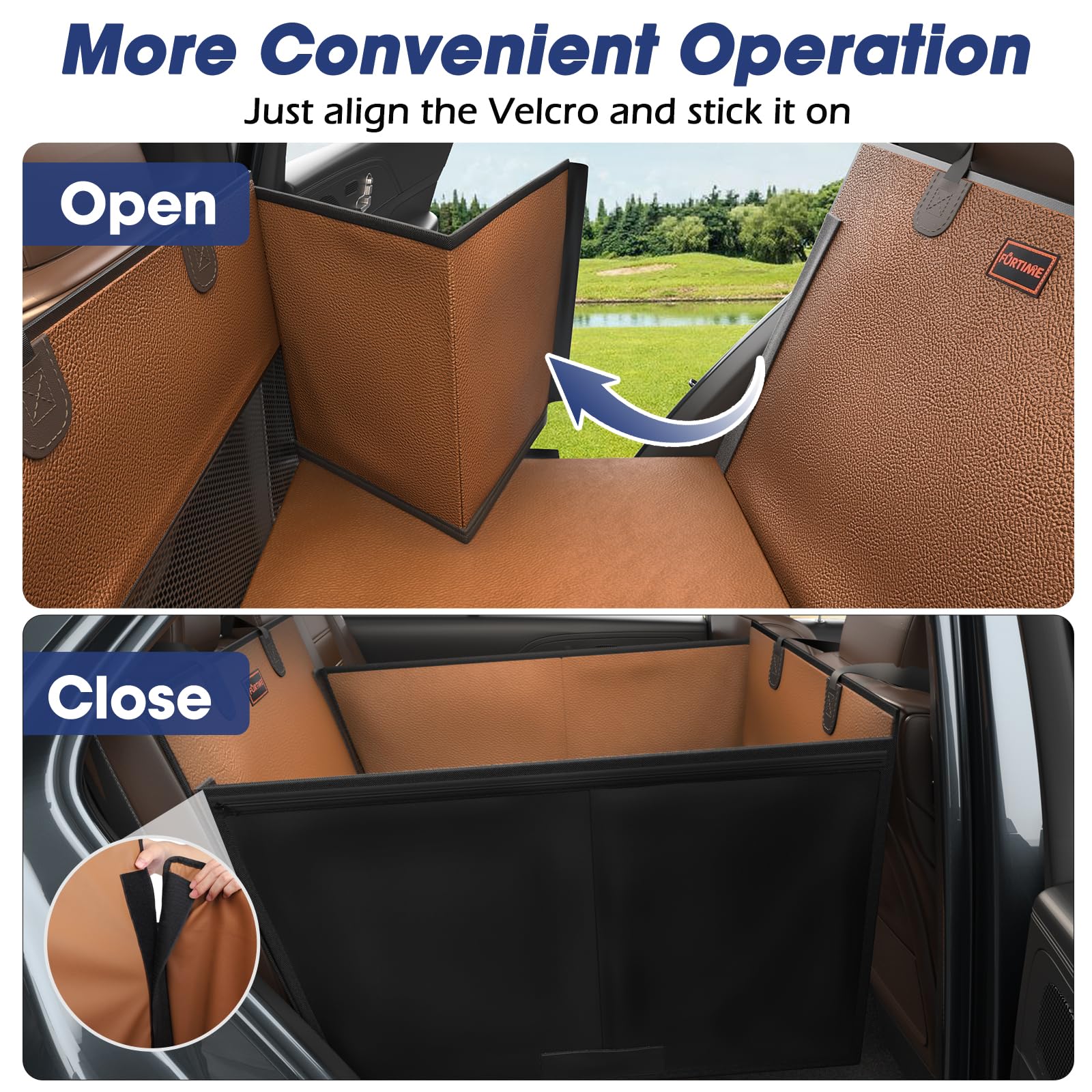 FURTIME back-seat extension shows 40 percent more space for pets.