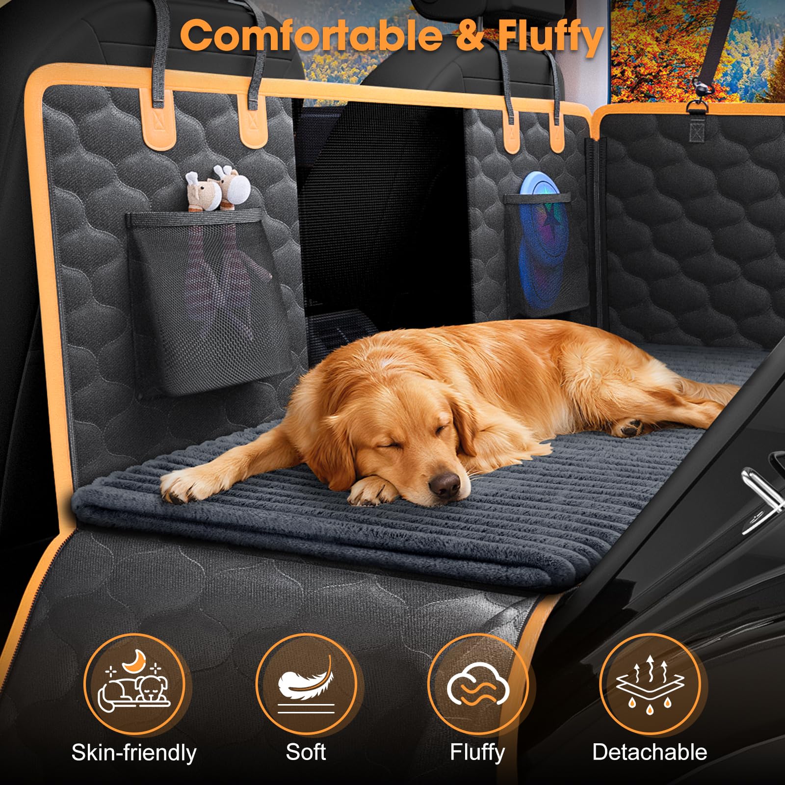 FURTIME backseat bed mat used as a multi-use indoor and outdoor pet mat