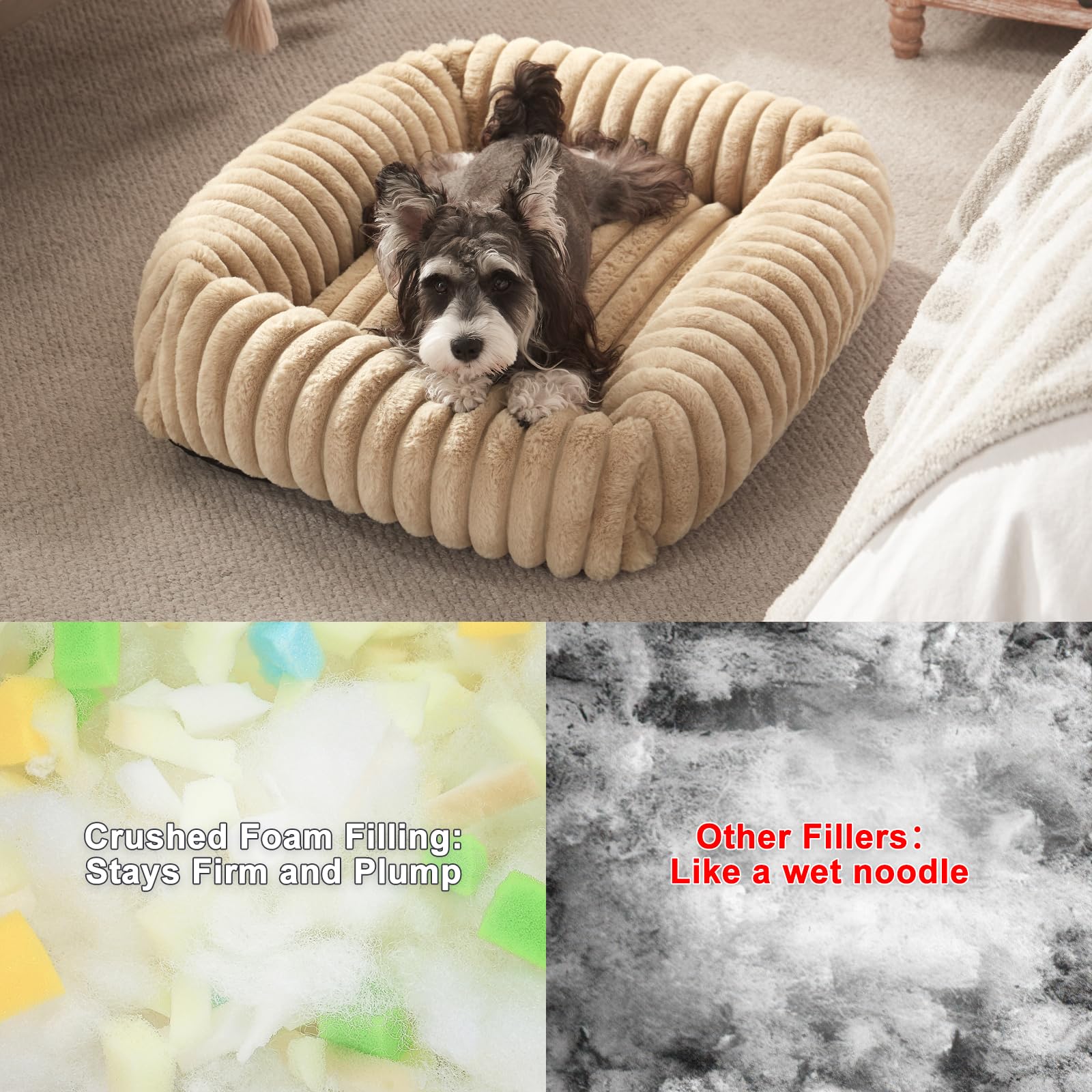 FURTIME dog bed anti-slip bottom ensures stable sleeping surface during playtime and rest