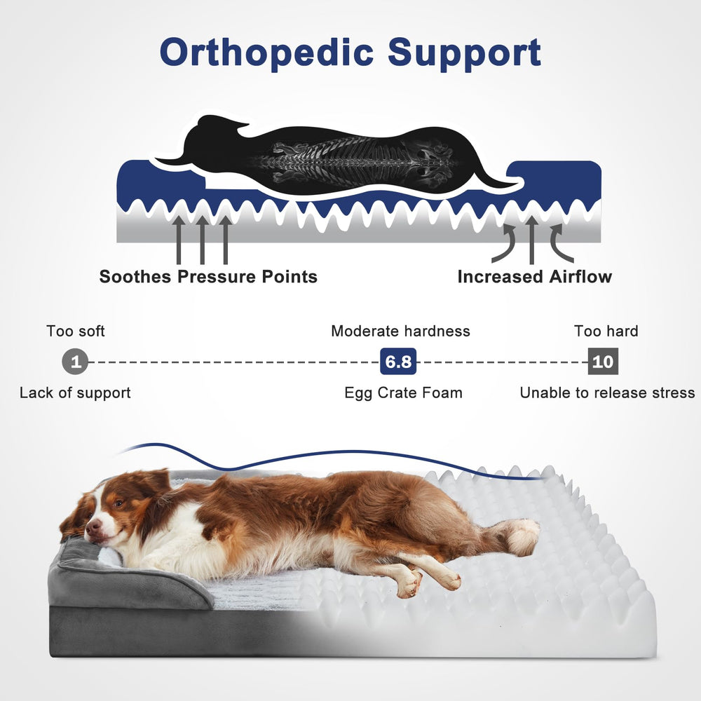 FURTIME dog bed c-shape-chaise design promotes security and cozy lounging.