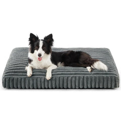 FURTIME gray flat dog bed with plush mattress for all-season comfort