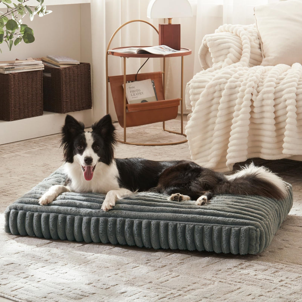 FURTIME large 35x23x4 gray bed provides ample space for bigger dogs