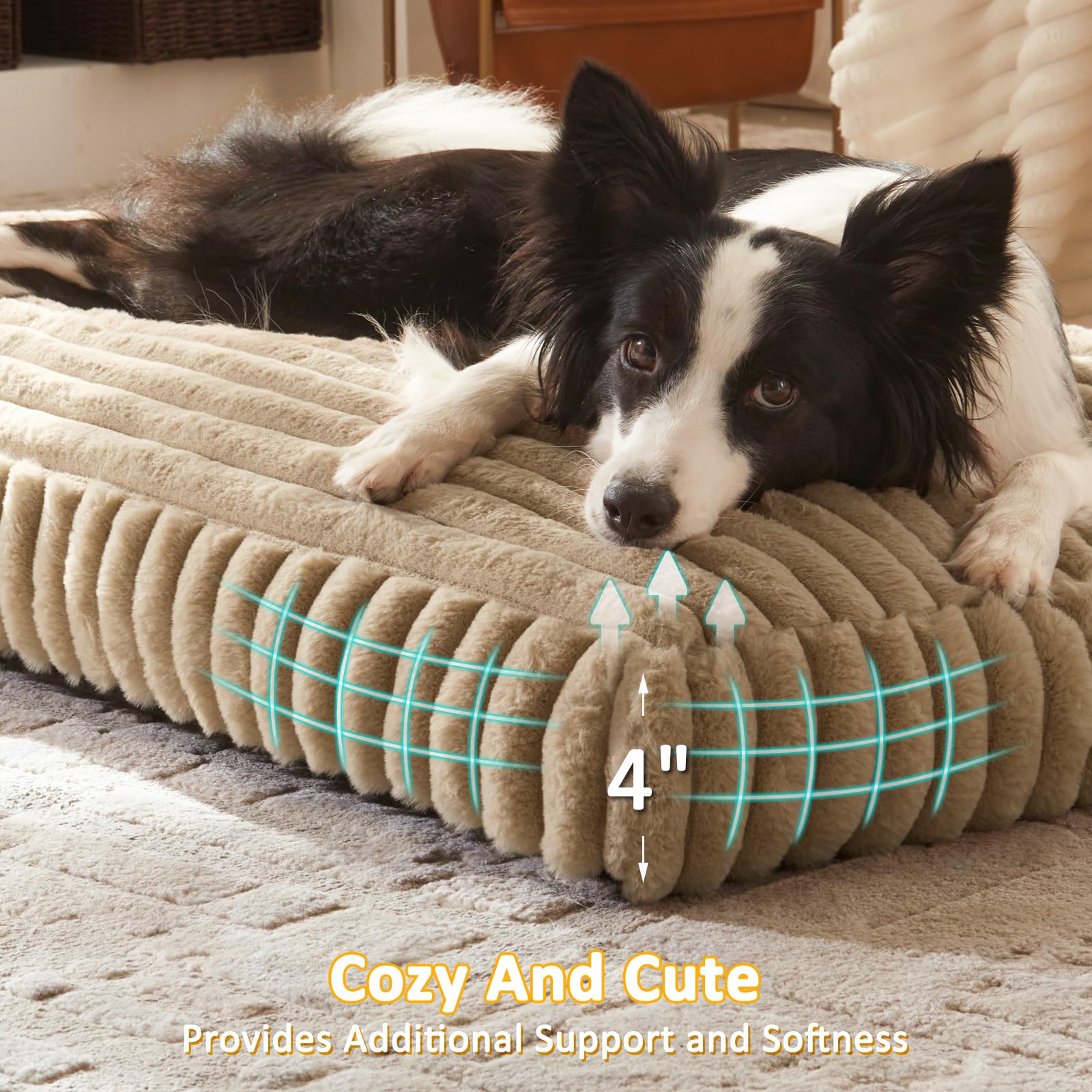 FURTIME large dog bed crate-setup shot shows compact, crate-friendly comfort for dogs