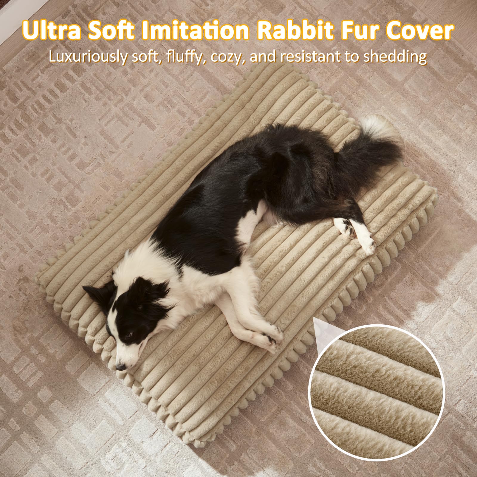 FURTIME dog bed removable cover close-up highlights washable, easy-clean convenience for pet owners