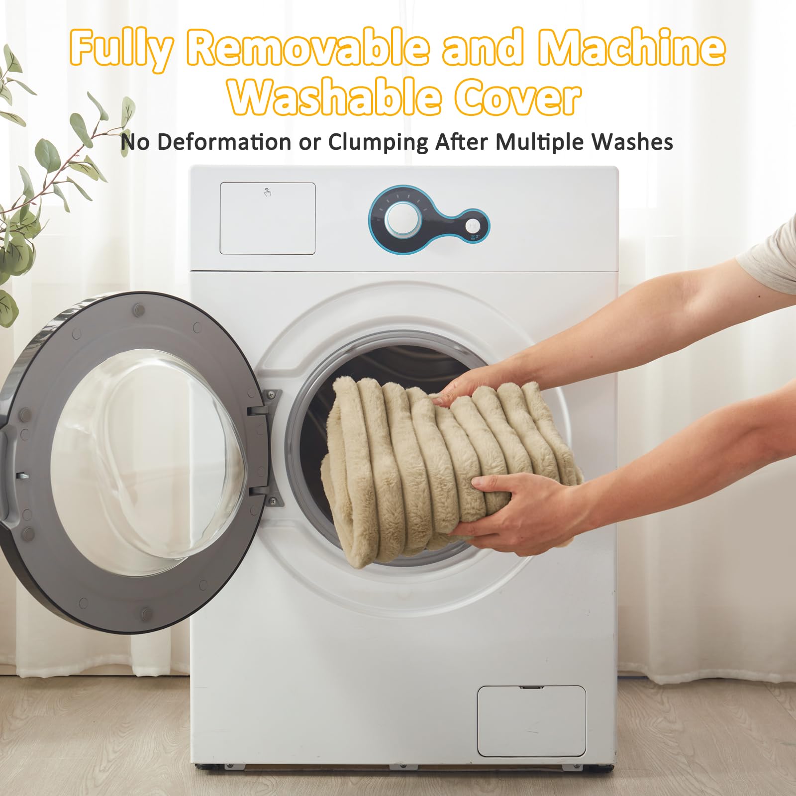FURTIME washable-cover in laundry cycle illustrates quick cleaning after muddy adventures