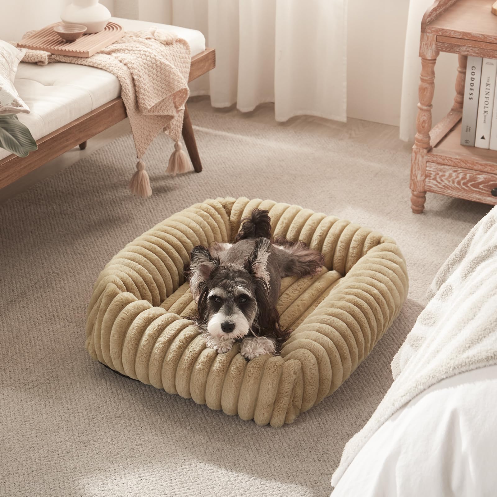 FURTIME dog bed washable cover highlighted with durable stitching and easy tumble-dry