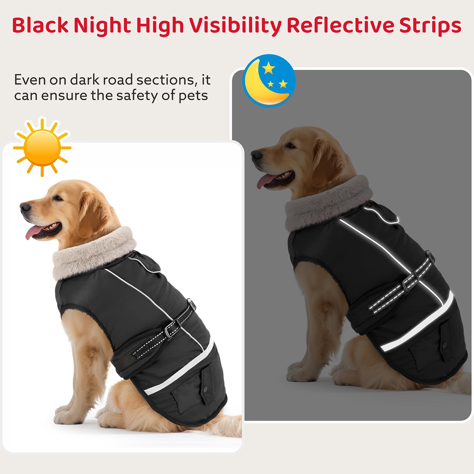 FURTIME dog coat adjustable strap ensures a comfy fit