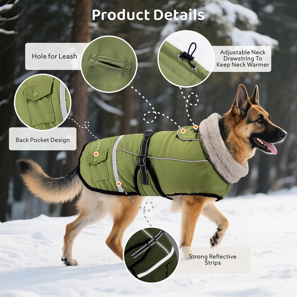 FURTIME dog coat easy-on, easy-off fastener for quick outdoor outings.