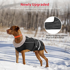 FURTIME dog coat with fur collar adds plush warmth for cold-weather strolls
