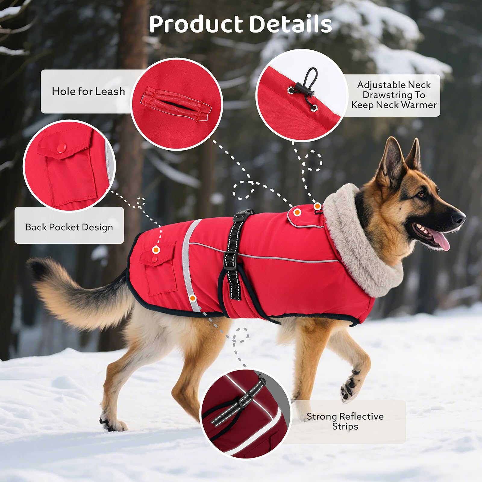 FURTIME dog coat-machine-washable for easy cleaning after outdoor adventures.