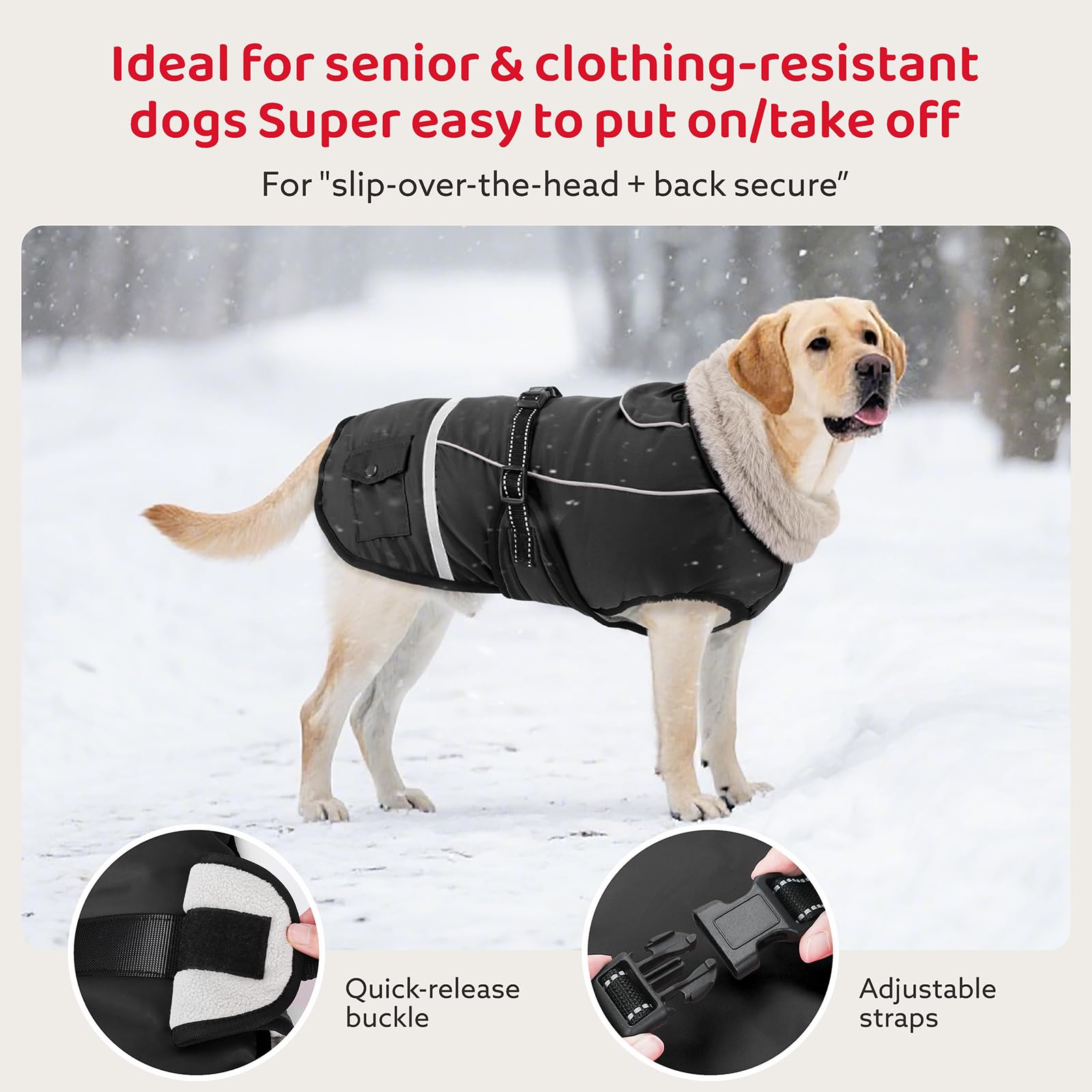 FURTIME dog coat reflective safety strip improves visibility at night