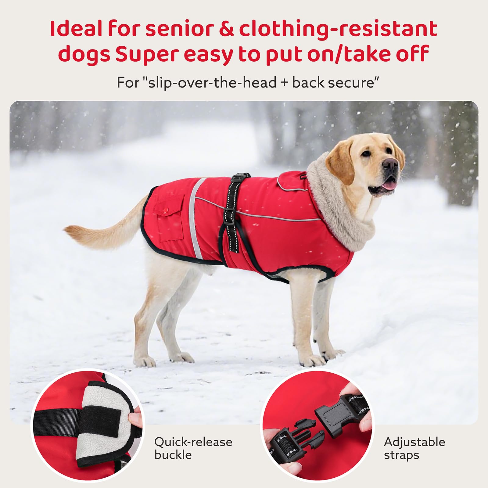 FURTIME dog coat-reflective-safety-strip enhances visibility on night strolls.