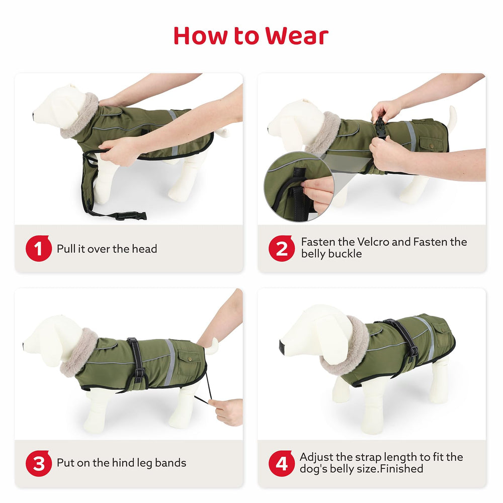 FURTIME dog coat six-size range ensures proper fit for many breeds.