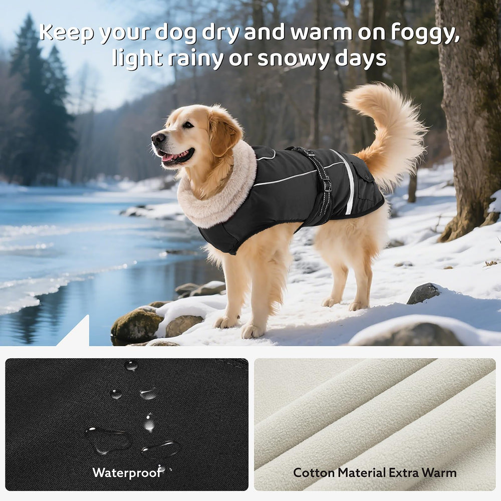 FURTIME dog coat waterproof-shell keeps your pet dry in damp weather.
