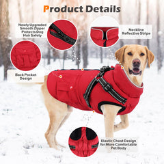 FURTIME dog winter coat back zipper for easy on-and-off in cold weather.