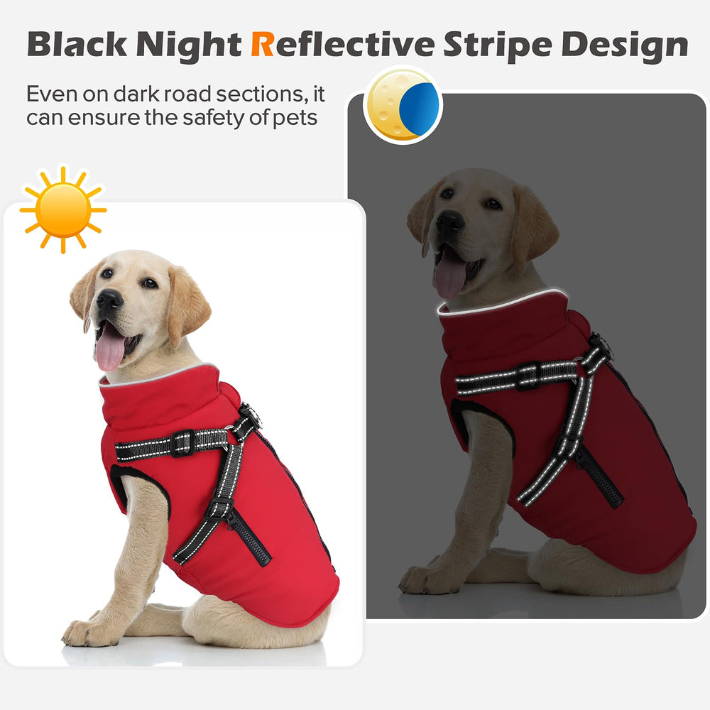 FURTIME dog winter coat elastic abdomen band ensures a secure, comfy fit.