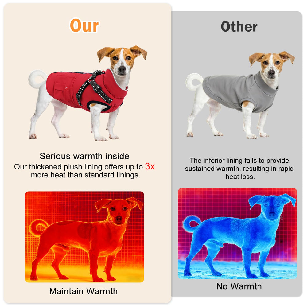 FURTIME dog winter coat with waterproof fleece lining for warmth on wet adventures.