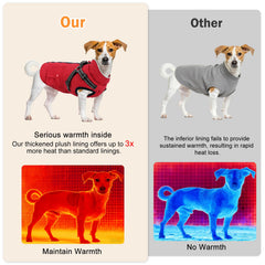 FURTIME dog winter coat with waterproof fleece lining for warmth on wet adventures.