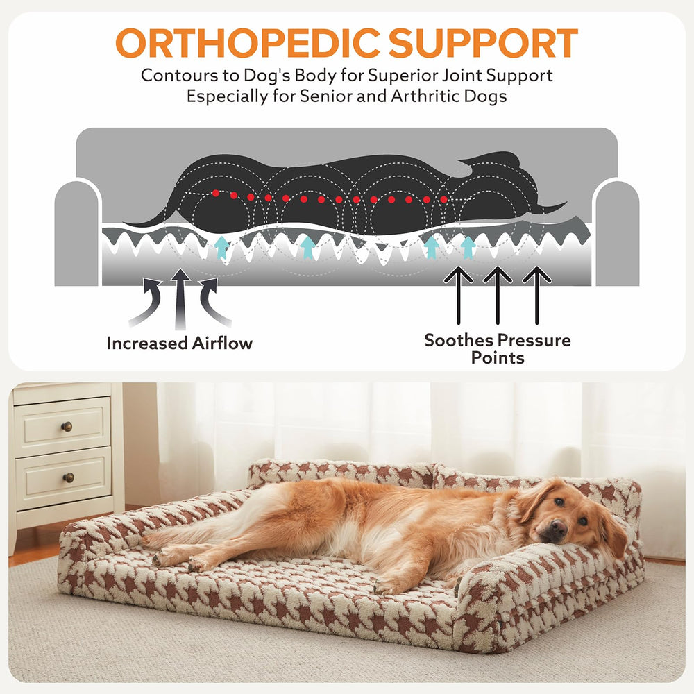 FURTIME large-dog-bed-headrest-bolsters provide neck and head support.