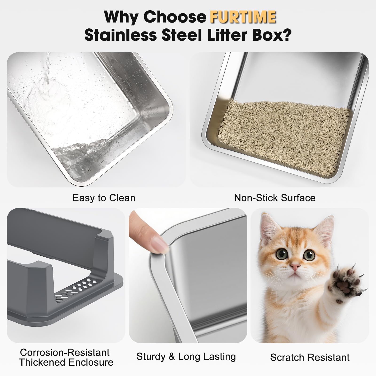 FURTIME size L litter box with extra room for larger cats