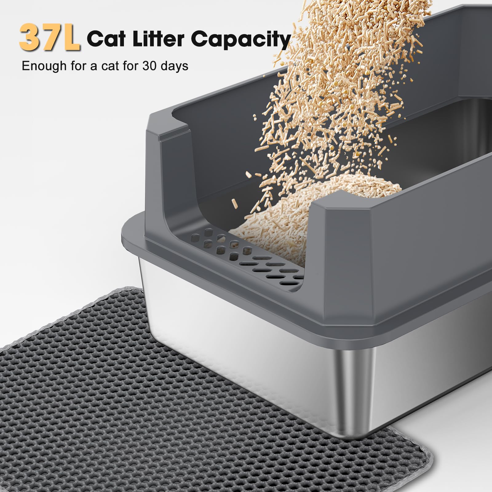 FURTIME odor-resistant metal litter box maintains home freshness