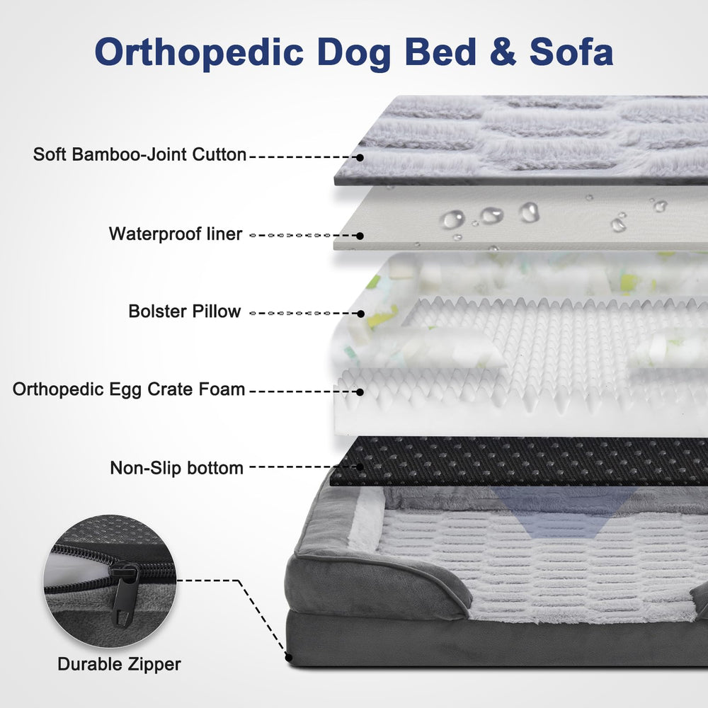 FURTIME orthopedic bed close-up shows high-density egg foam for pressure relief.