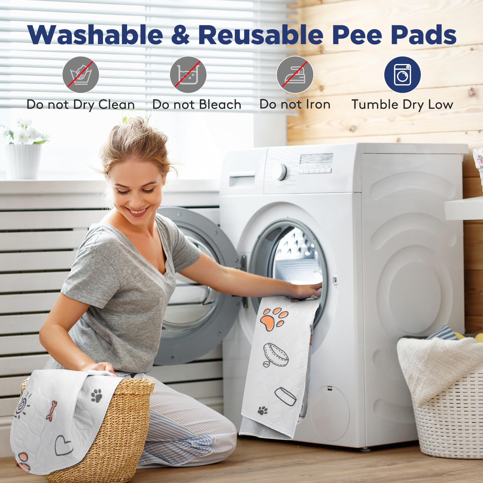 FURTIME puppy pad ready for wash and dry cycle showcasing machine-washable convenience