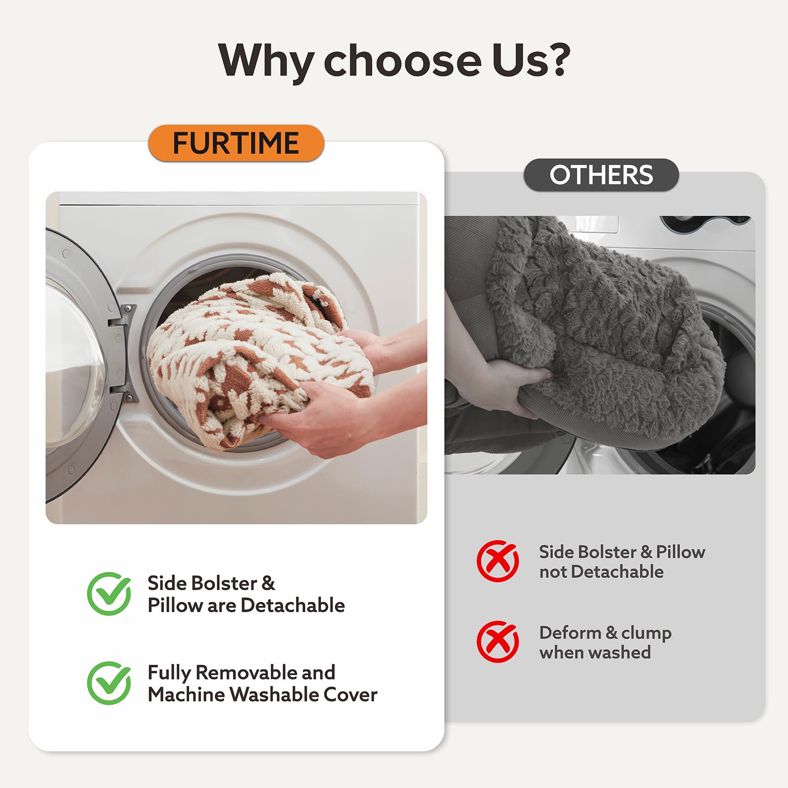 FURTIME removable-washable-cover keeps the bed clean between washes.
