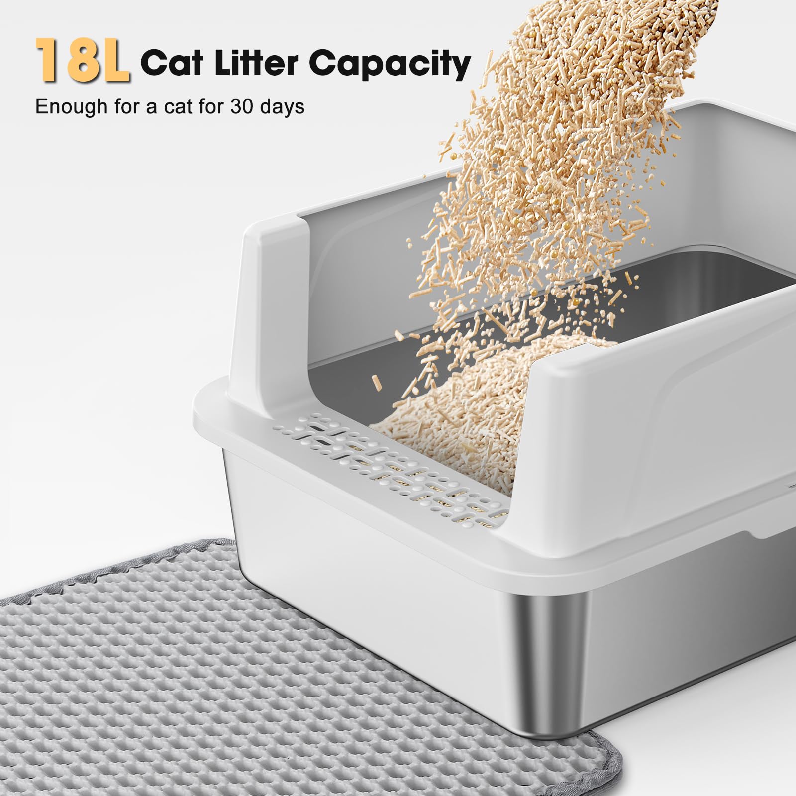 FURTIME small cat litter box positioned in a tight corner to fit compact spaces