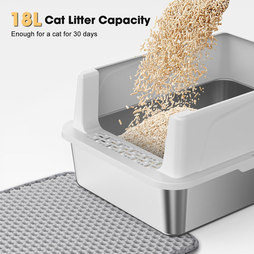 FURTIME small cat litter box positioned in a tight corner to fit compact spaces