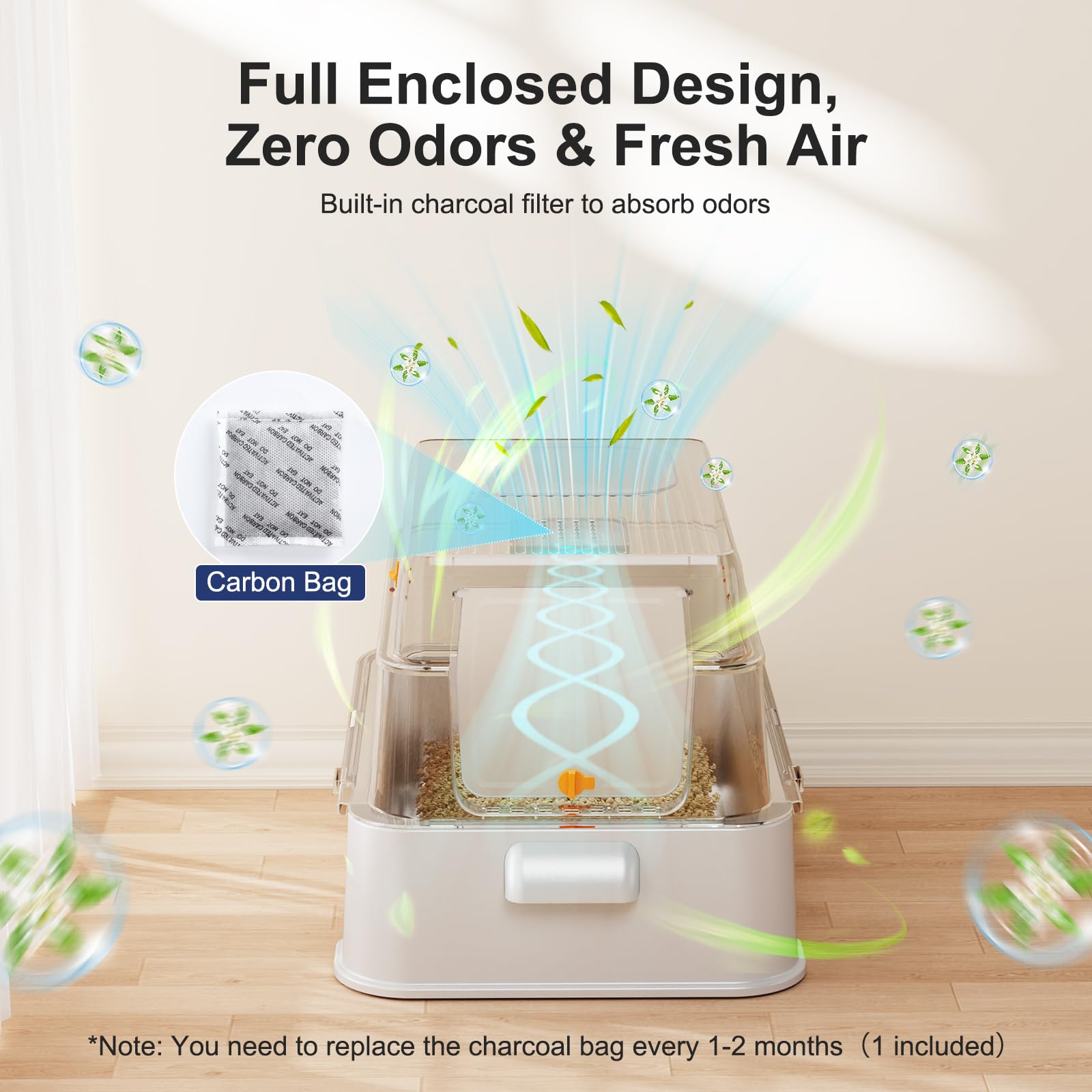 FURTIME enclosed-lid design helps contain odors and spills