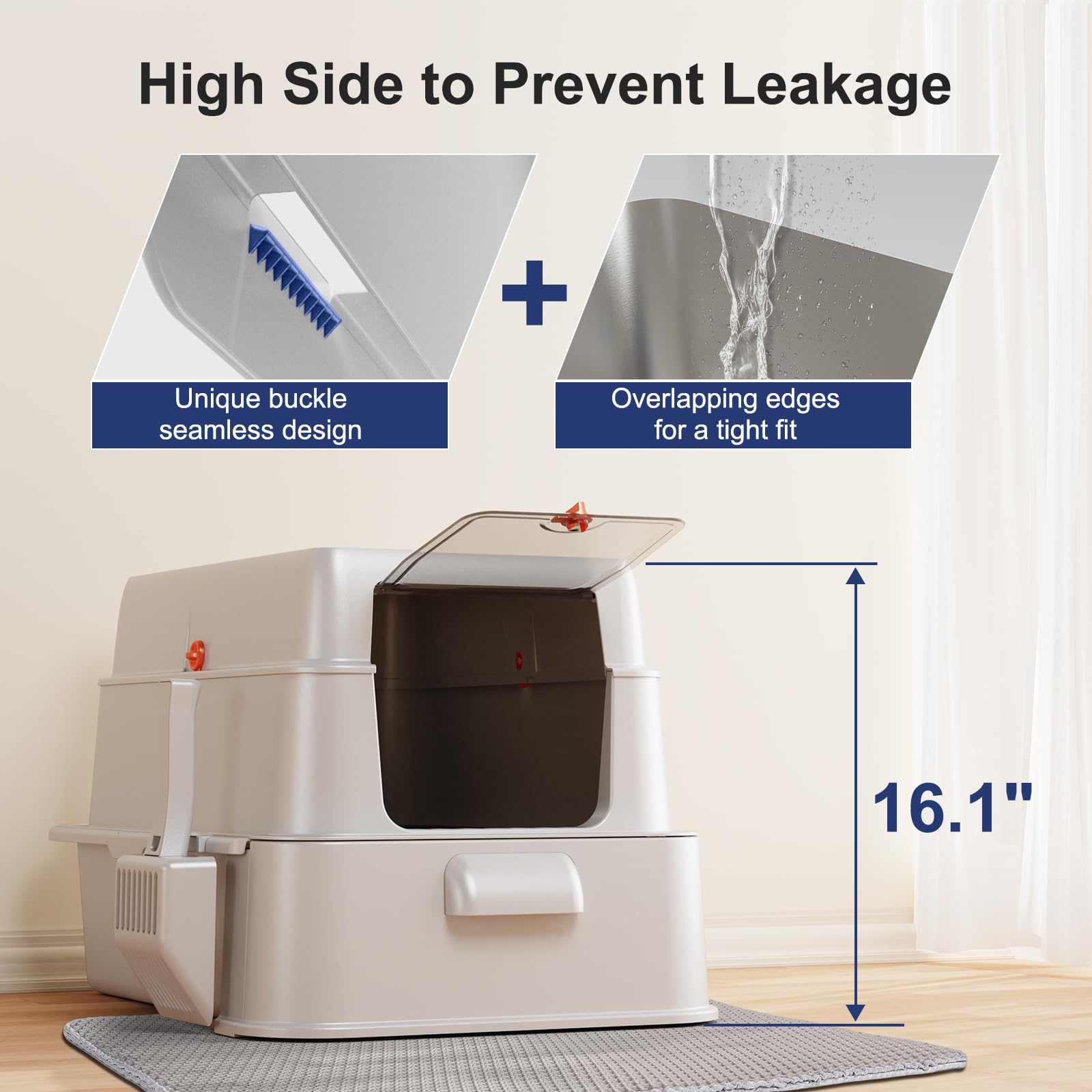 FURTIME mat-trap-litter feature reduces tracking and keeps floors tidy