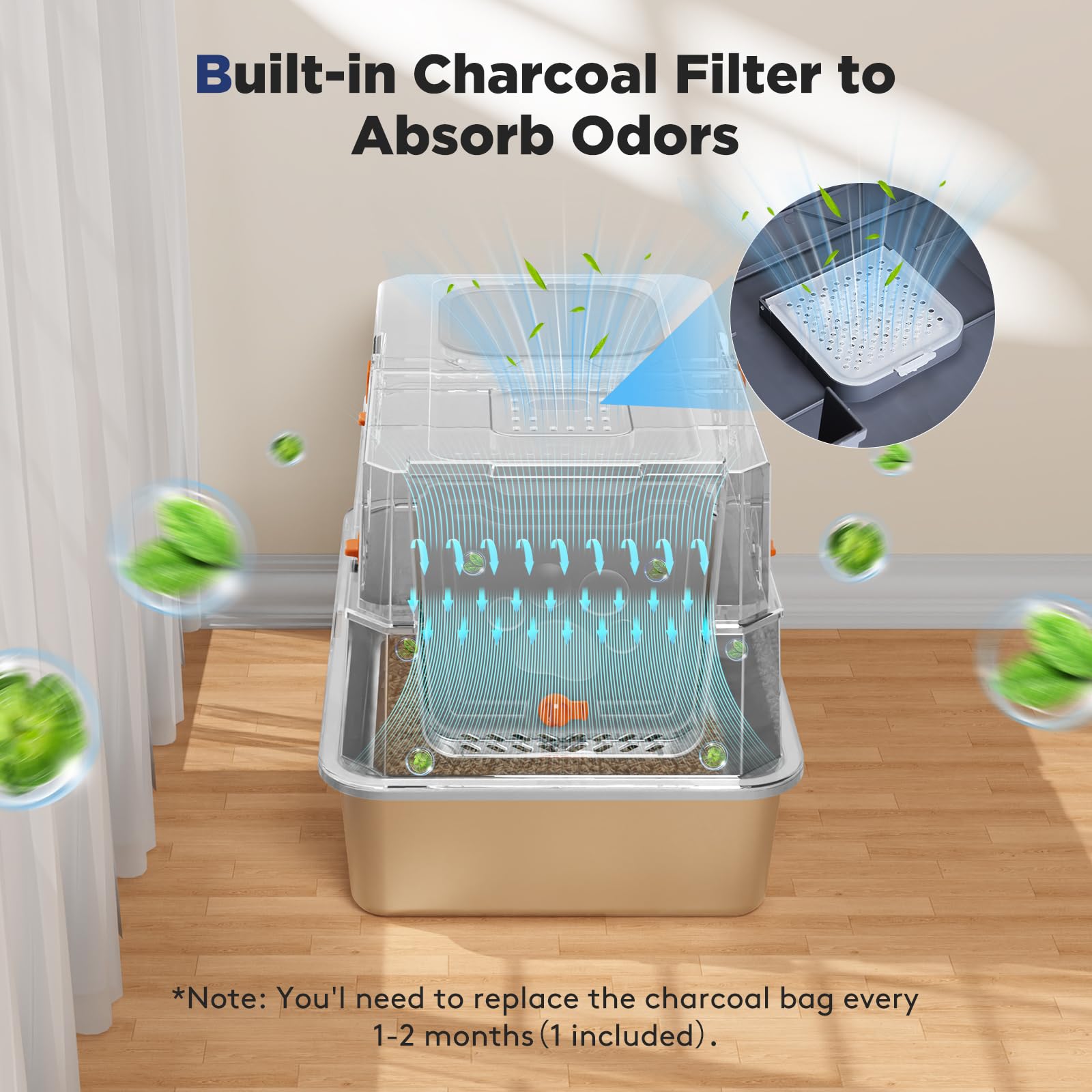 FURTIME deodorizing compartment helps minimize odors between changes.