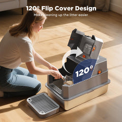 FURTIME stainless-steel litter box top entry for flexible cat entry options.