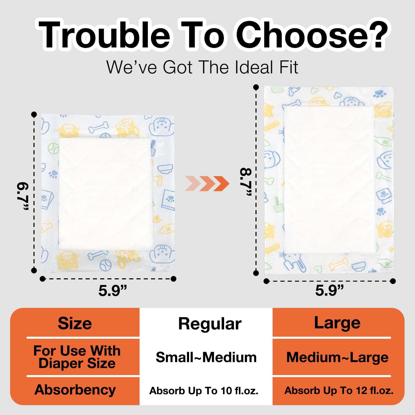 FurVeluxia dog diaper liners belly-band-compatible display for versatile sizing.