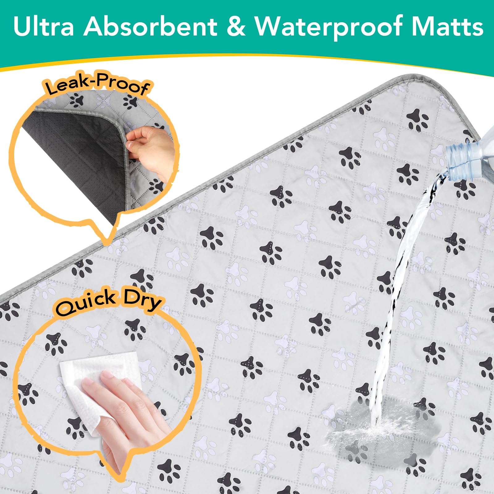FURWEY waterproof bottom prevents floor leaks and messes.