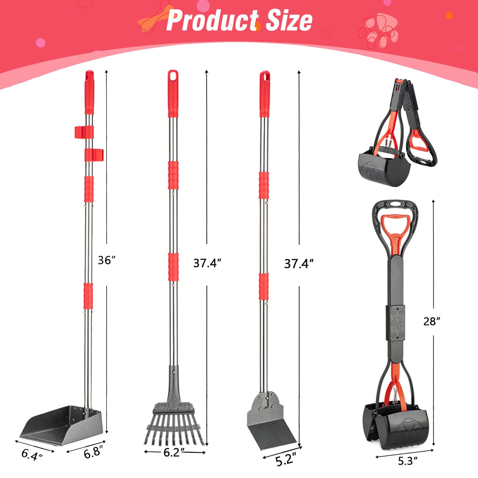 FUSBUNTY 28-inch foldable claw scoop extended handle for long reach