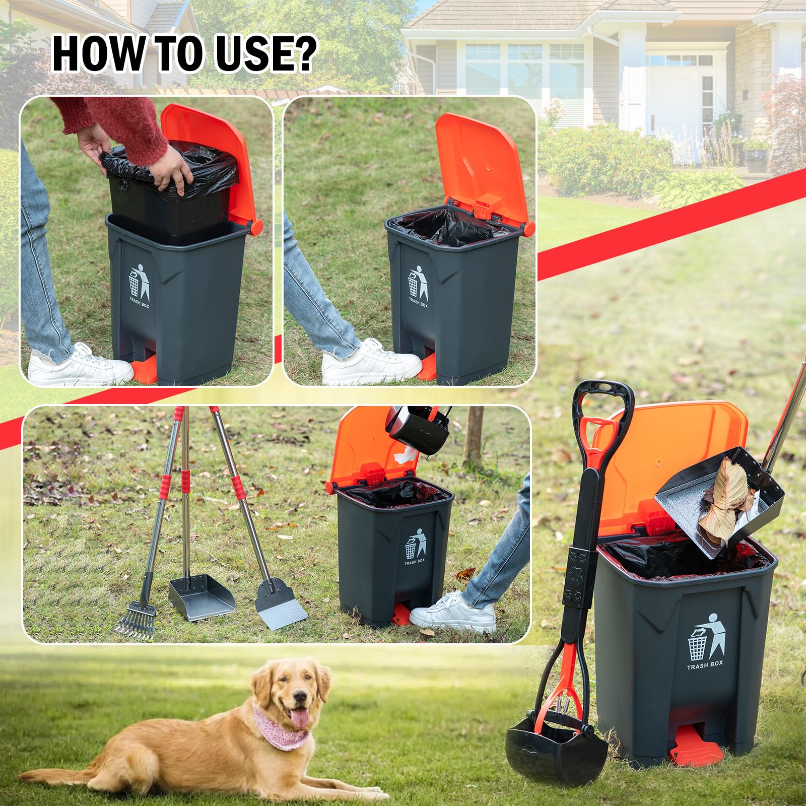 FUSBUNTY foldable claw pooper scooper reduces bending for quick pickup