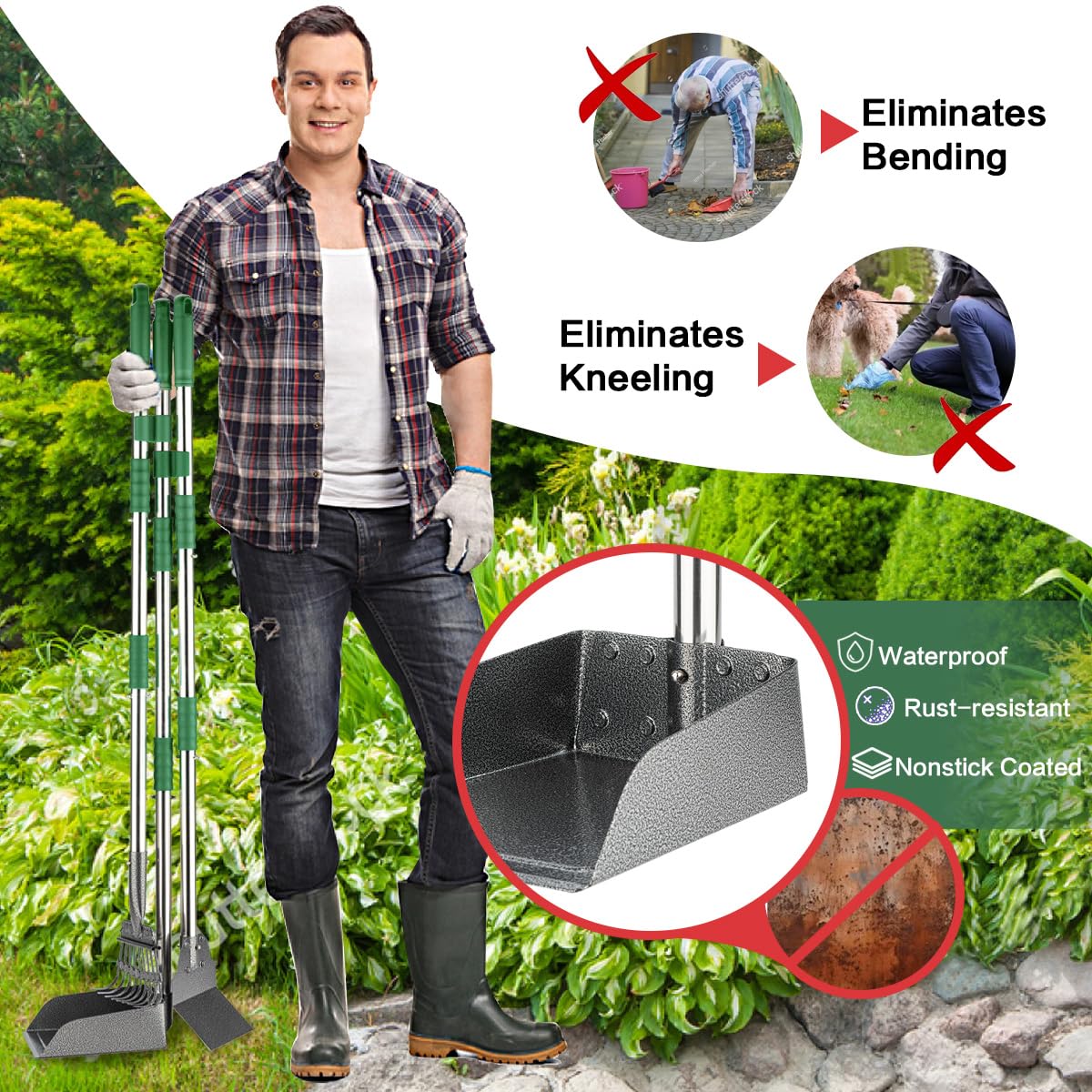 Fusbunty stainless steel construction offers durable, rust-resistant outdoor waste removal.