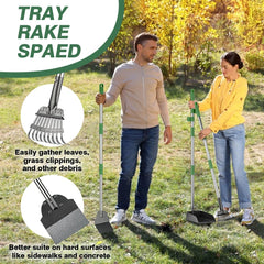 Fusbunty tray, rake, and spade assemble easily for quick setup.