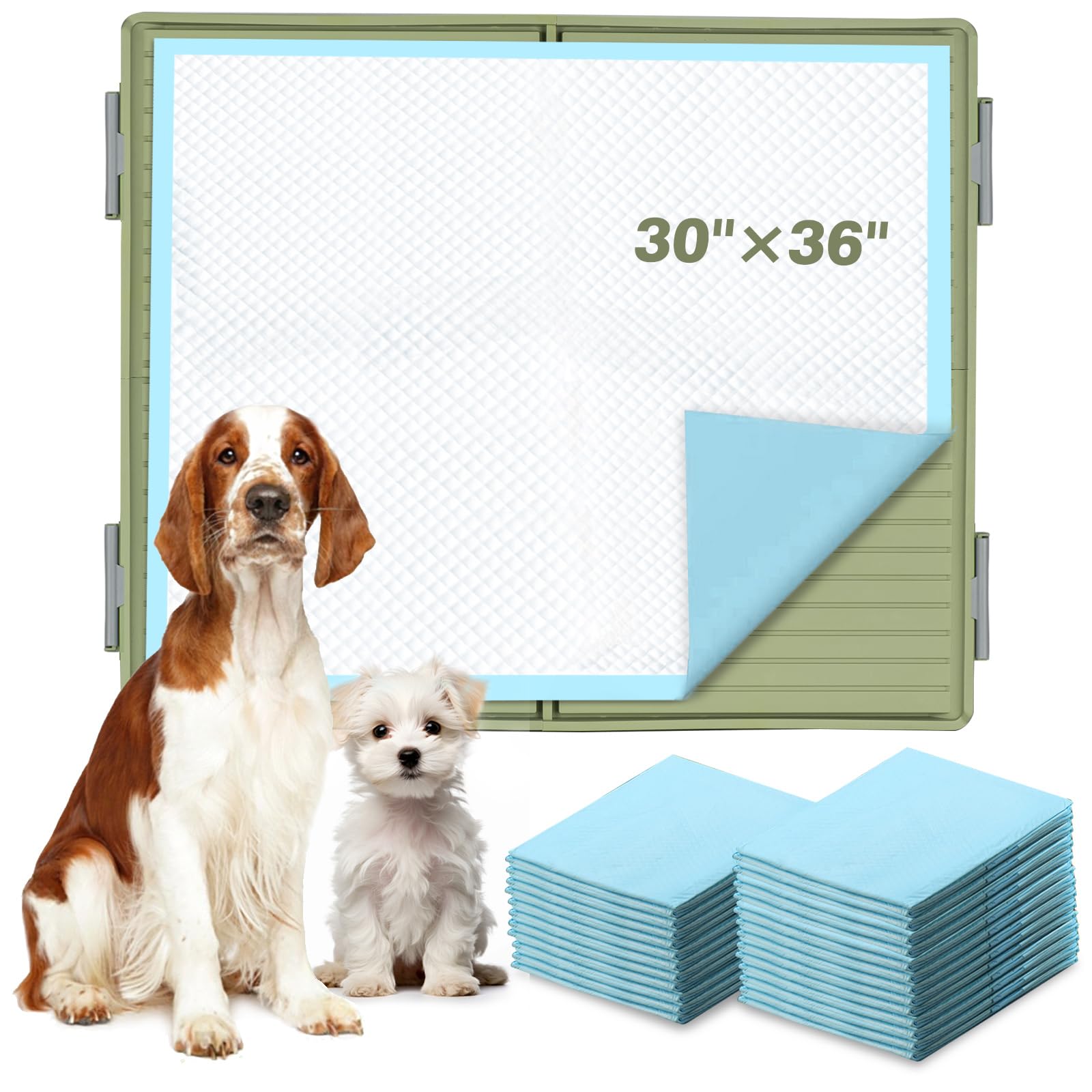 FUSBUNTY puppy pads holder front view shows spacious 30x36 inch pads for training