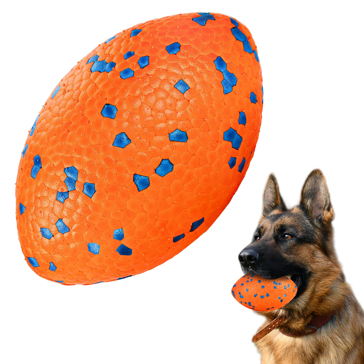 FUSOTO dog football toy 5.5-inch orange improves indoor/outdoor play and training drills.