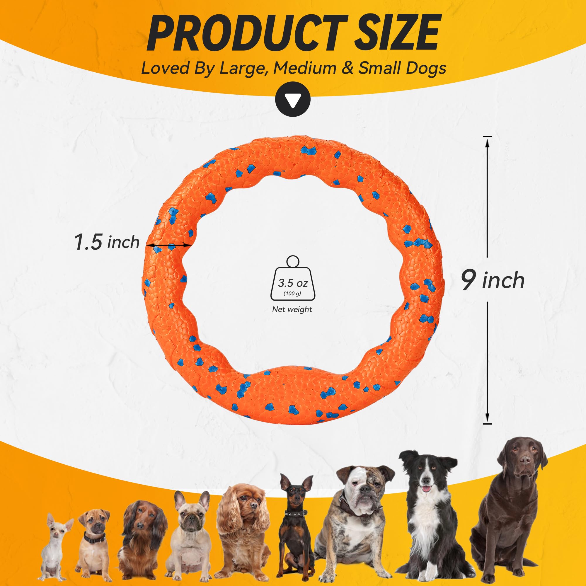 FUSOTO dog ring toy open center enhances flight tracking and straight-line throws.
